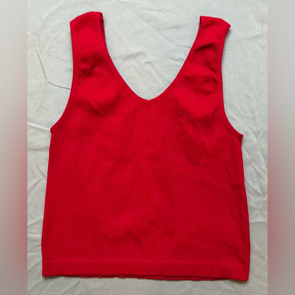 Vibrant Red V-Neck Tank Top